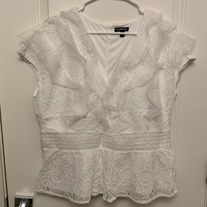 White Ruffle Top